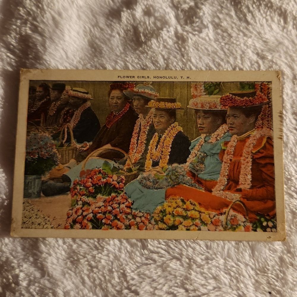 Flower Girls Honolulu Hawaii Vintage Postcard
